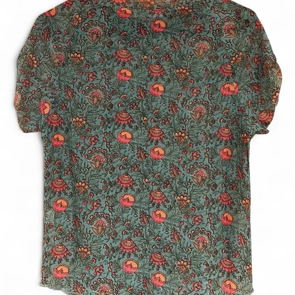 NEW Natural Life Floral Mesh Sleeve Tee Large - Picture 4 of 5